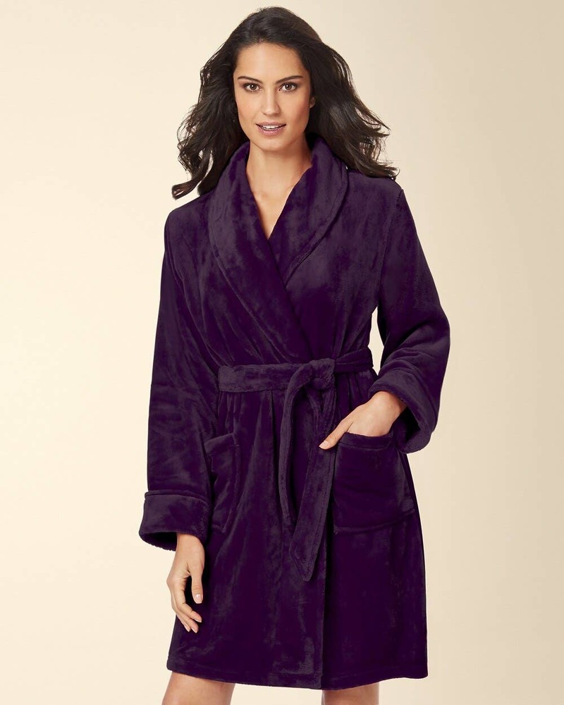 SOLD Soma Intimates Embraceable Plush CR Short Robe L/XL Blackberry NWT